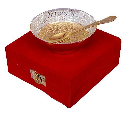 decorativeGold Plated White Metal Single Bunda Bowl Sets with Box - 2 Pieces Set - Image 2