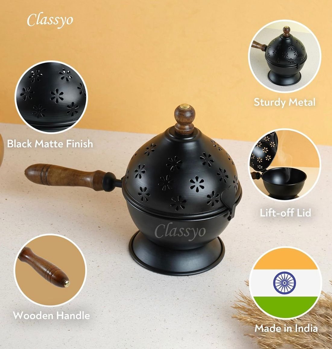 Metal Dhoop Dani | Incense Burner for Puja - Image 3